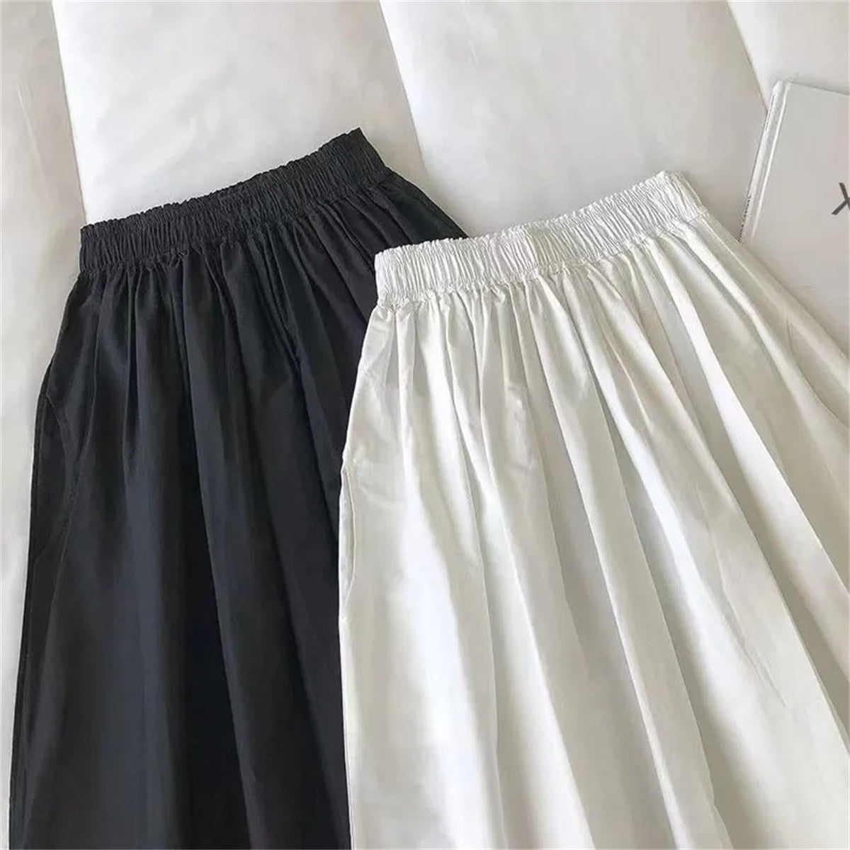 Women Solid Long Skirt Fashion Pockets Pleated Knee Length Skirts Autumn 2025 New Casual Elegant High Waist A Line Femme Skirts