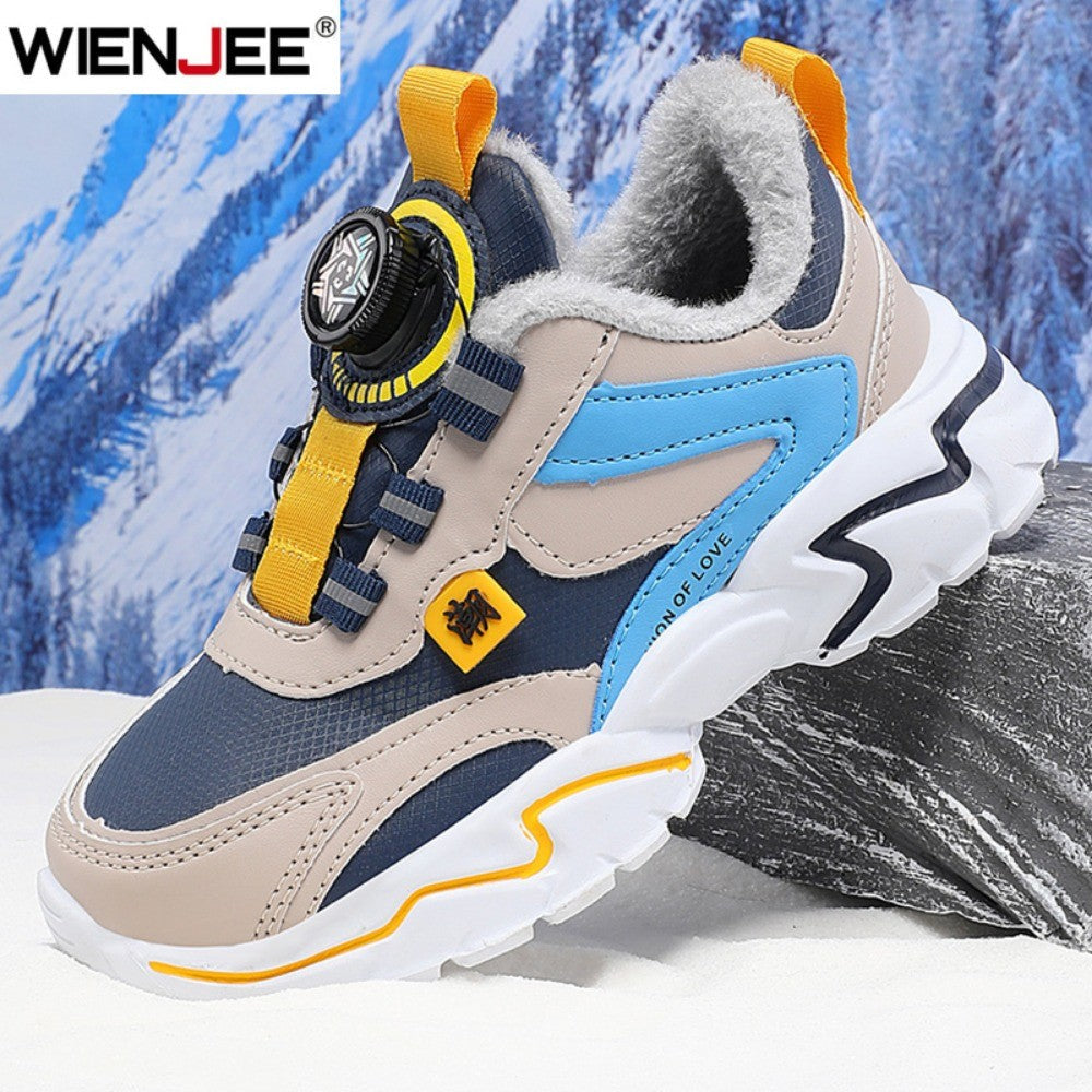 Winter Kids' Cotton Shoes For Boys Warm Plush Anti-slip Children Running Sneakers Outdoor Comfortable Casual Walking Shoes