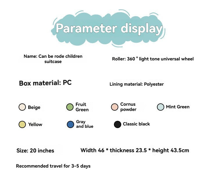 Children's luggage, a 20-inch aluminum frame carry-on suitcase for girls, a boy's travel code suitcase for kids