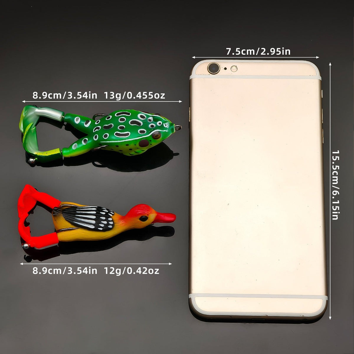 ANFS 3pcs Premium Frog- Duck Shaped Fishing Baits with Storage Box -Soft Lure For Topwater Freshwater Fishing