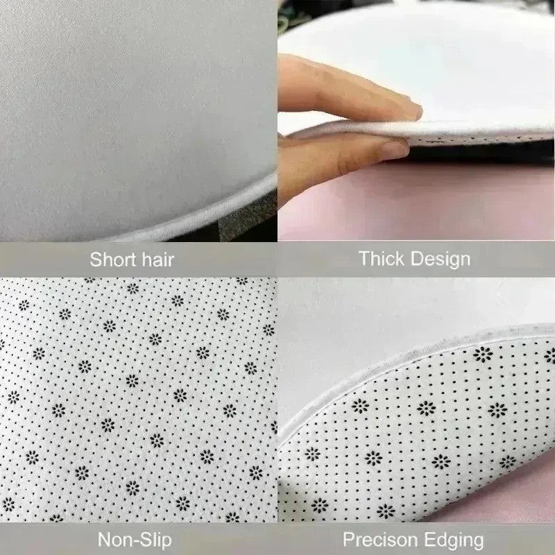 Round Christmas Carpet Festive Area Rug Non-Slip Wear-resistant Circle Carpet for Living Room Bedroom Soft Floor Mat Home Decor