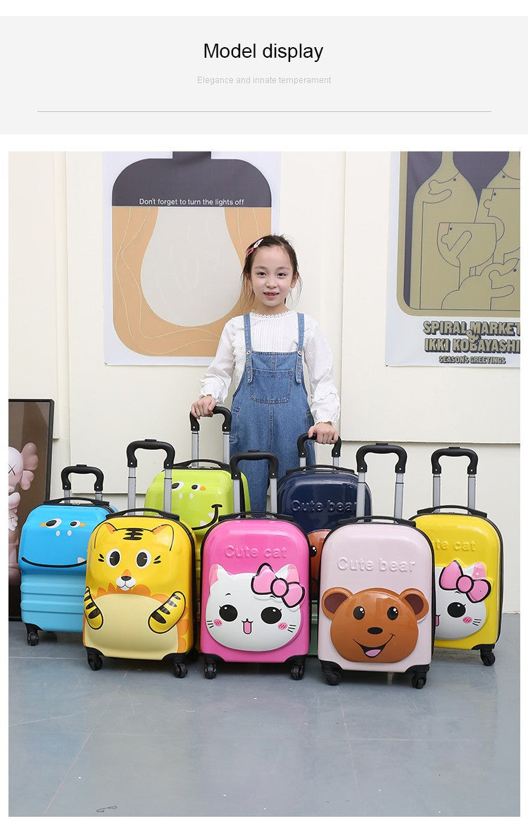18 Inch ABS Spinner Cartoon Children's Trolley Case Wheel Suitcase Cute Animal 3D Three-dimensional Student Travel Luggage