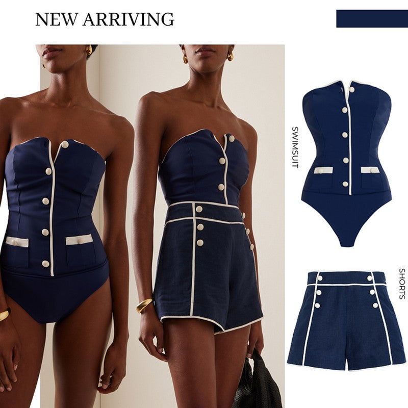 Women's Sexy High Waist Swimsuit and Shorts Summer Bikini Set Bathing Suit Women Beach Swimming Suit For Female Biquini
