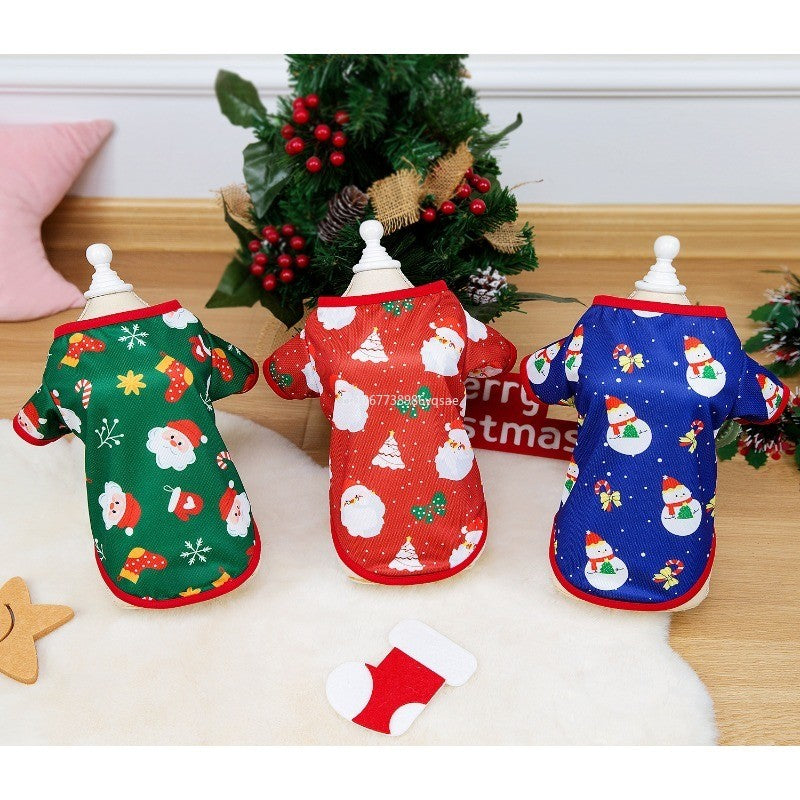 Puppy Dog Christmas Clothes Soft Cat Clothes T-shirt Cute Christmas Tree Pet Clothing for New Year Warm Clothes Costume Yorkies