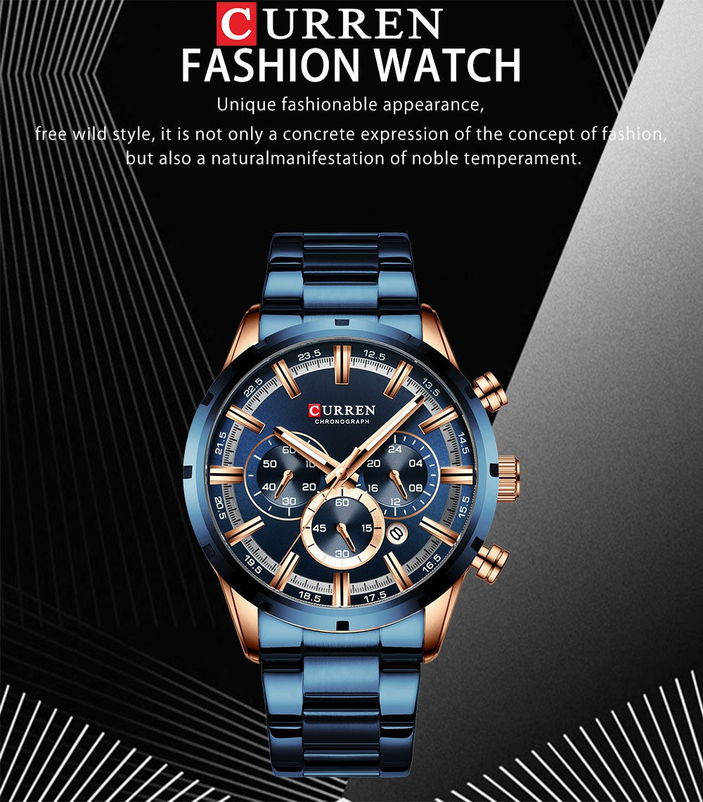 CURREN Men Watch Top Brand Luxury Sports Quartz Mens Watches Full Steel Waterproof Chronograph Wristwatch Men Relogio Masculino