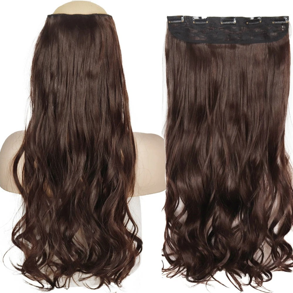 Long Straight Hairstyle 5 Clip Natural Hair Extension Synthetic Fiber Heat-Resistant Hairpiece 22"32" Black Brown Blonde