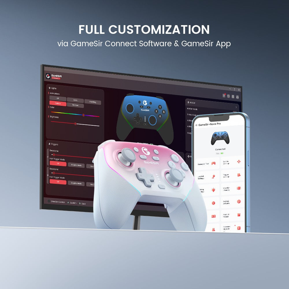 GameSir-T4n Pro Super Nova Wireless Controller Hall joystick for PC Steam Switch iOS Android with charging base
