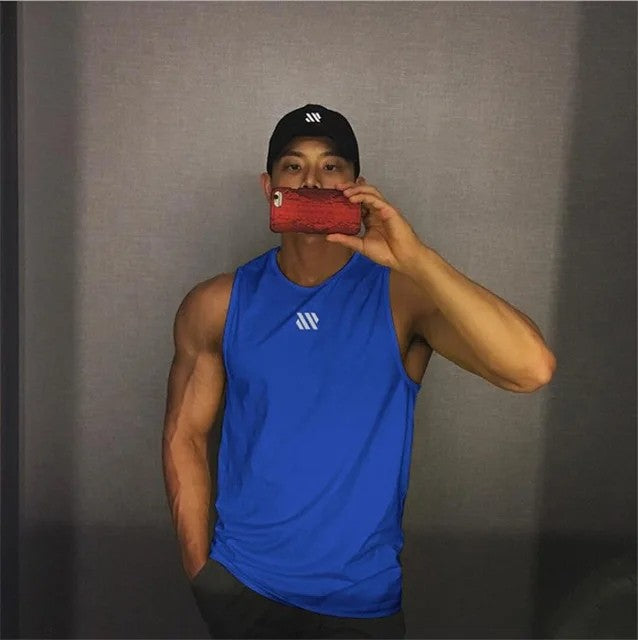 2025 Mens fitness gyms Tank top men Fitness sleeveless shirt Male mesh breathable Sports vest Undershirt Gyms Running vest men