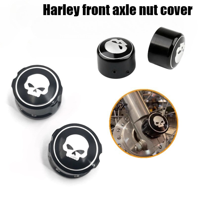 Motorcycle Accessories Skull Front Axle Cover for Harley XL883/1200 X48 Dana Fat Boy Road King Great Glide Aluminum Alloy