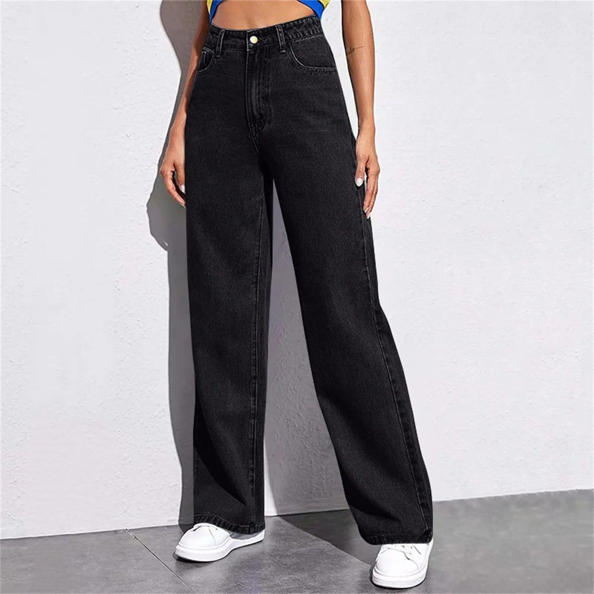 High Waist Wide Leg American Style Summer Casual Women's Jeans Floor Length Design Sensation Fashionable Chinese Brand