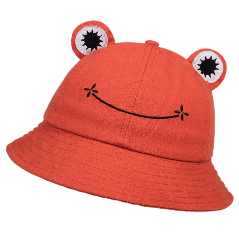 New Frog Shaped Parent Child Fisherman Hat with Embroidery for Men and Women, Sunshade, Warmth, Ear Protection Basin Hat