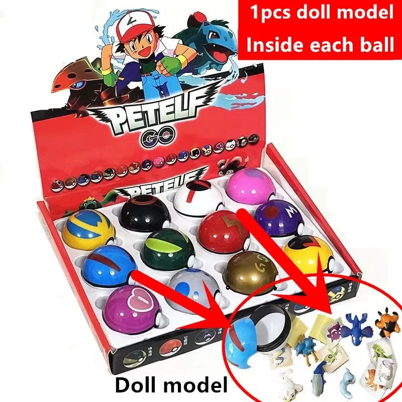 12/20/24Pcs /Set 4-5 Cm PokeBall Model Anime Figure Pocket Monster Pet Elf Dolls Toys For Children's Birthday Gift
