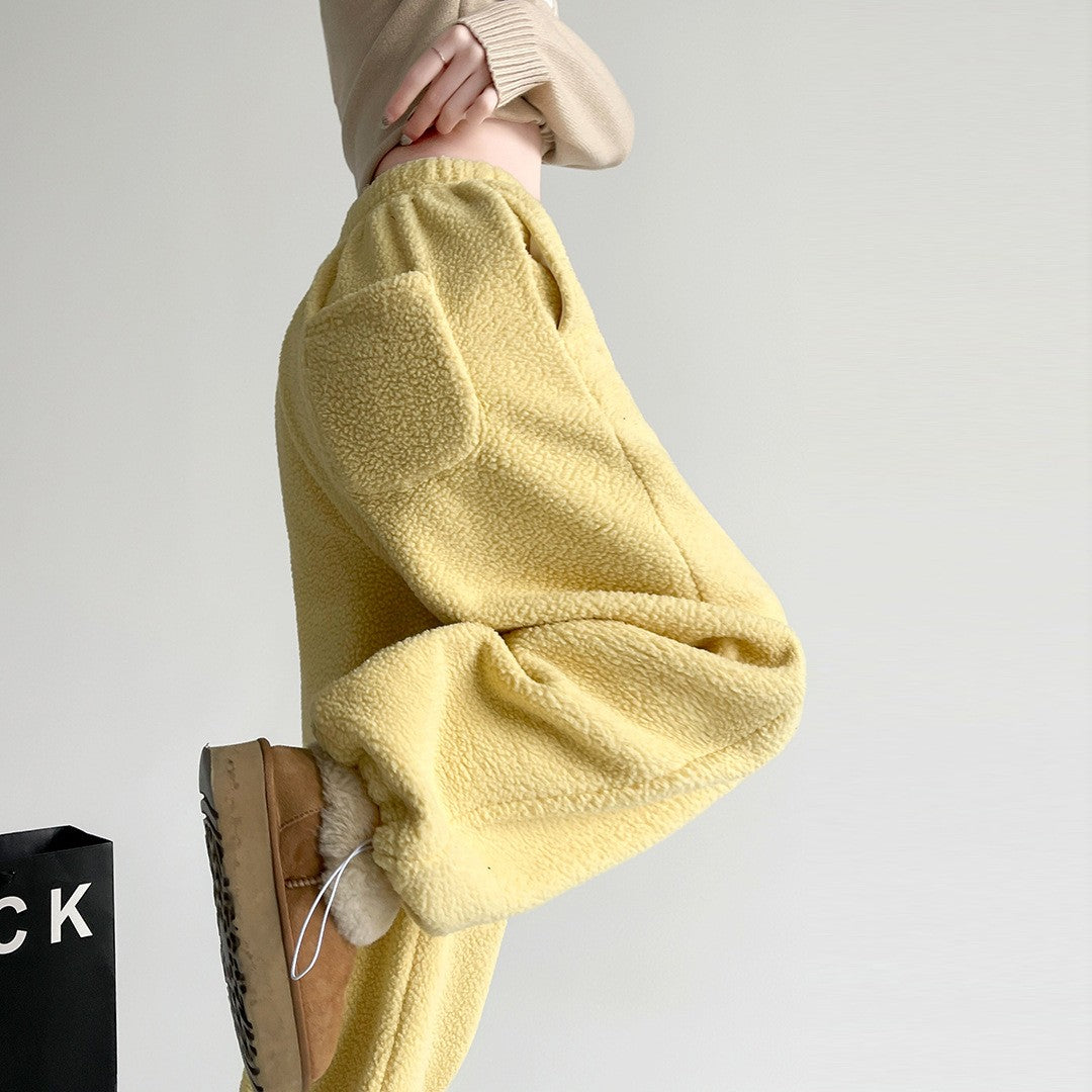 2025 New Winter Velvet Thick Pants Men Warm Straight Casual Pants Streetwear Loose Wide Leg Pants Thicken Lamb Wool Trousers