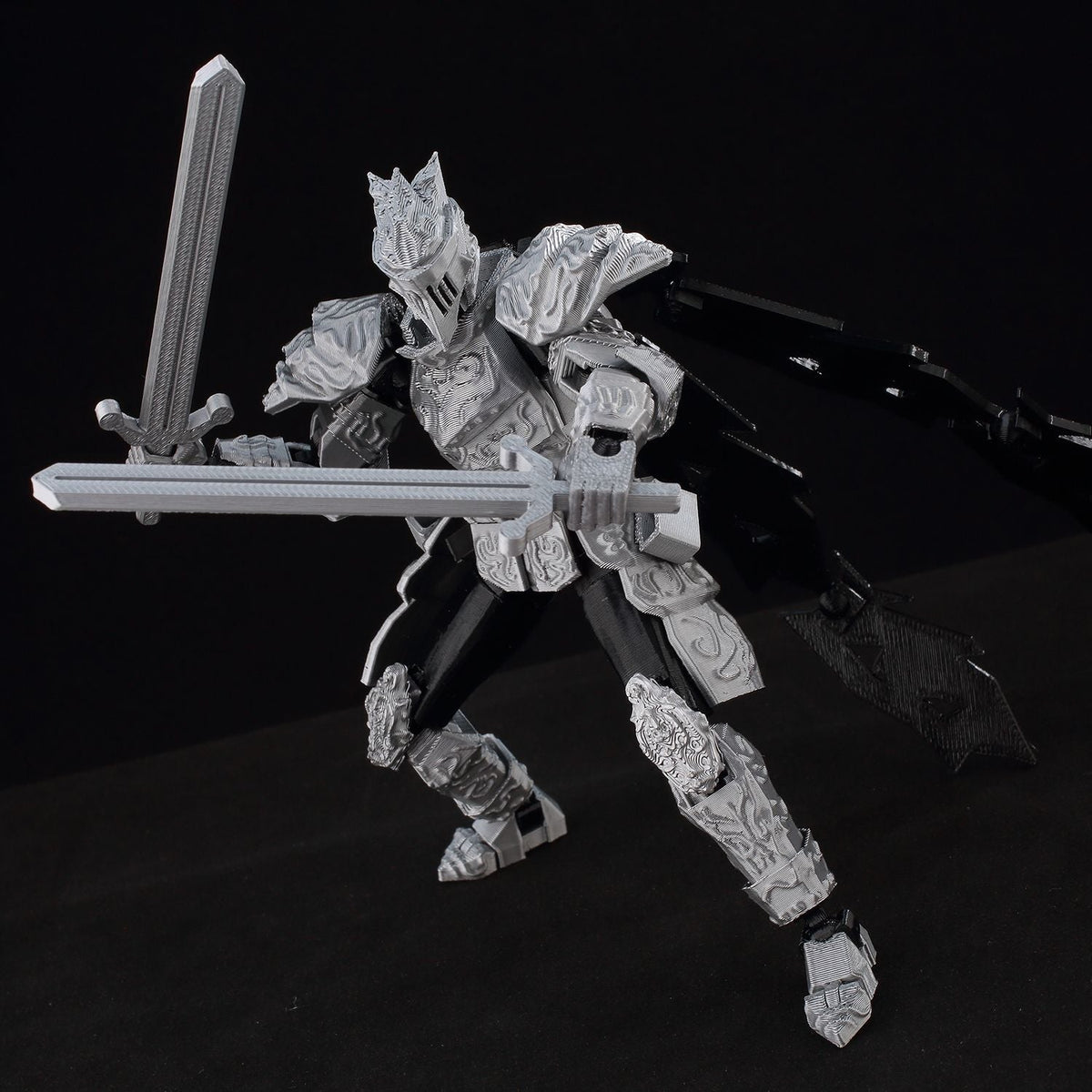?9L3D Lucky13 Silver Armor Knight Action Figure Dummy13 with TripleWeapon T13 Multi-Jointed 3D Printed Collectible Toy Titan13?