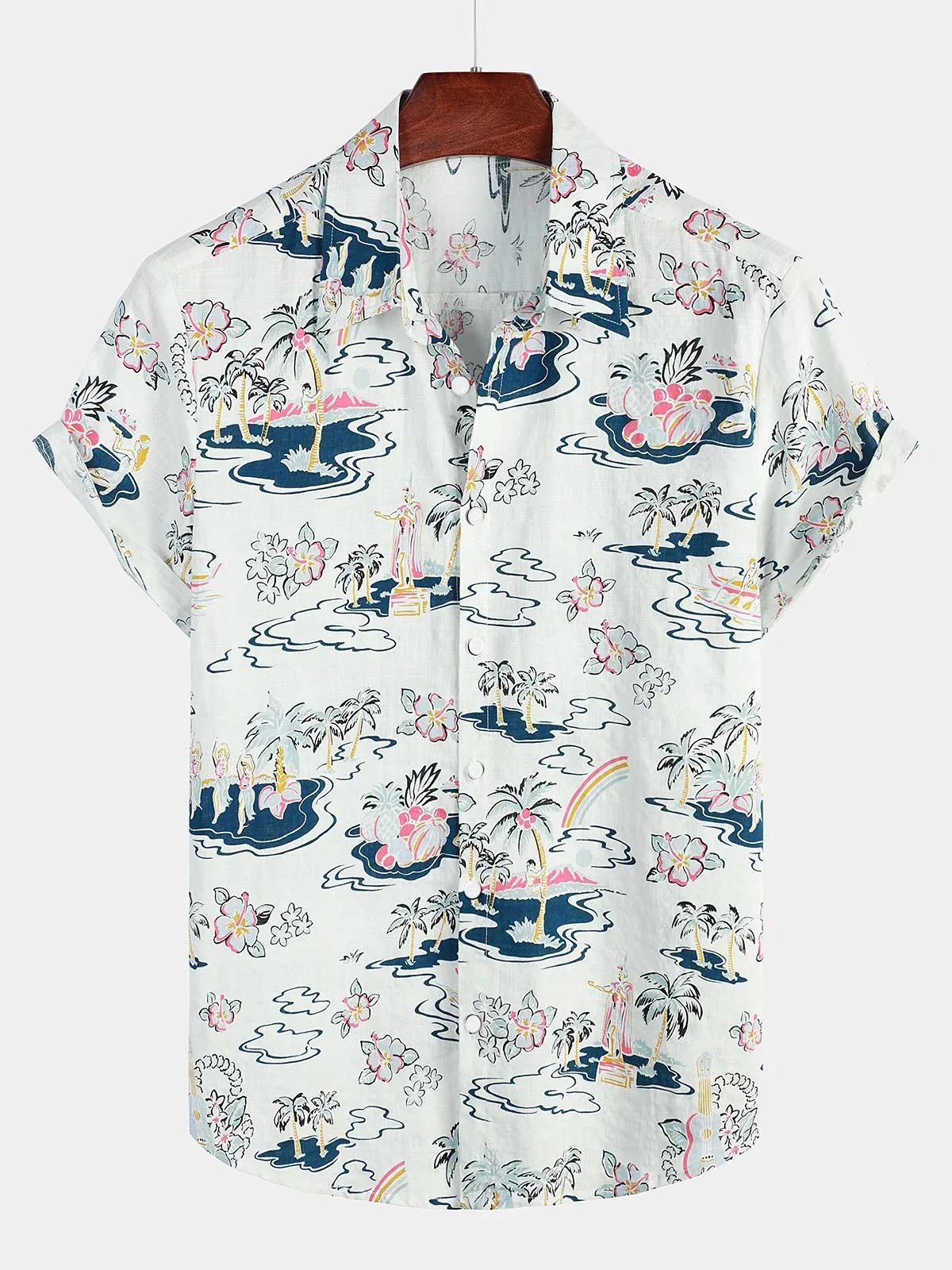 Men Casual Floral Button Short Sleeve Holiday Cool Beach Shirt Hawaiian Fashion Shirt Camicia Uomo Camisas Hawaianas Divertidas