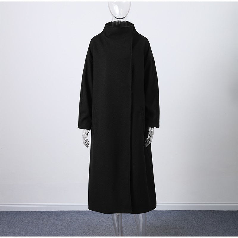 Fashion Loose Women's Trench Coat Stand Collar Batwing Sleeve Oversized Long Coats 2025 New Autumn Casual Street Chic Outwear