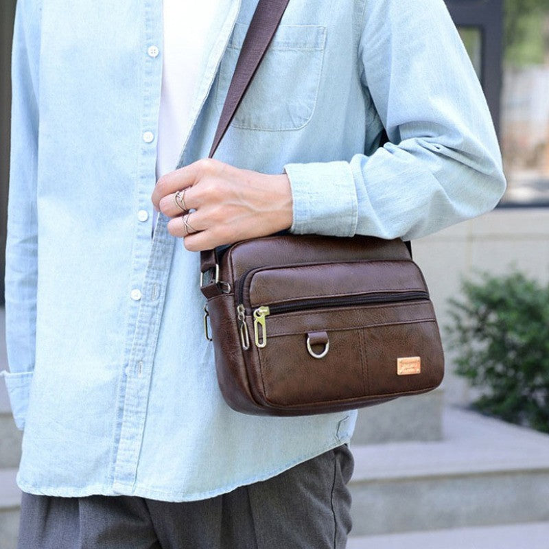 Men's PU Leather Crossbody Shoulder Bags High quality Tote Fashion Business Man Messenger Bag Leather Bags fanny pack