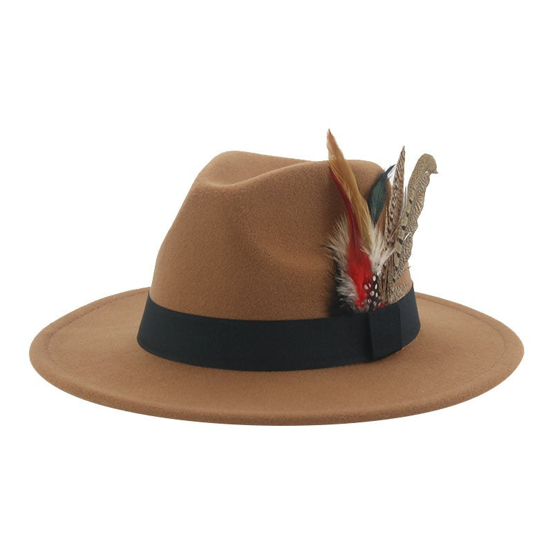 Hat Fedoras Winter Women Hats Men Felt Hat Feather Luxury Fashion Casual Wedding Decorate Men Women Fedora Chapeau Femme Bonnet