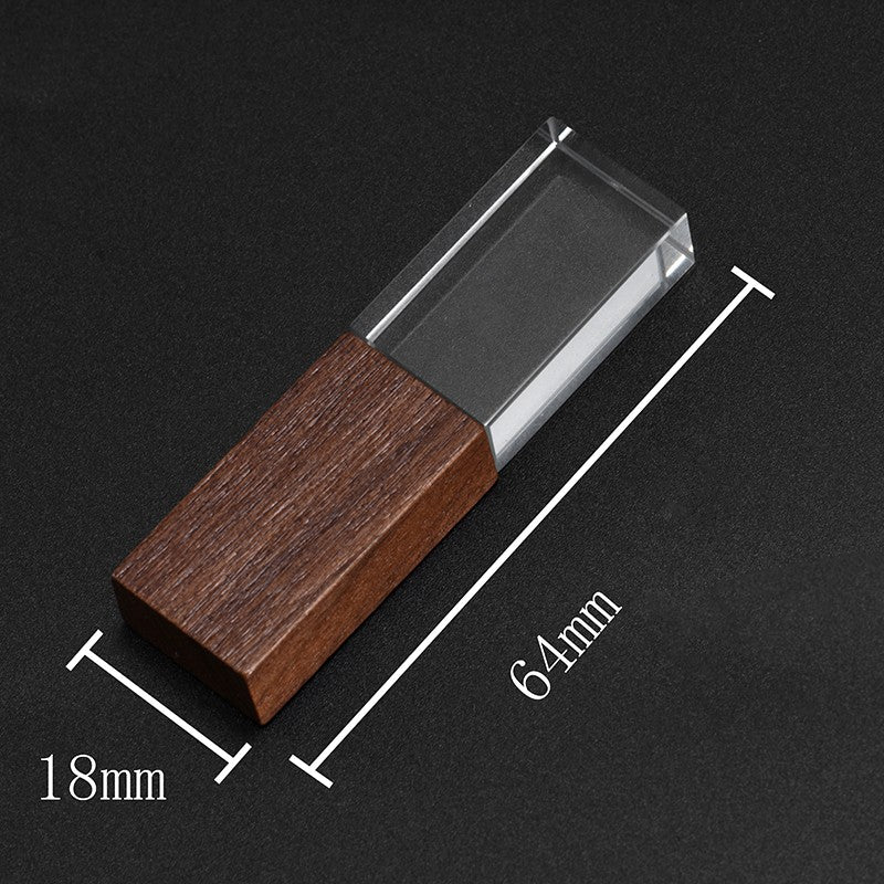 JASTER Wooden Crystal USB 2.0 Flash Drive 128GB Pretty Memory Stick With Walnut Wooden Box 64GB Wedding Gift Pen Drive 32GB 16GB