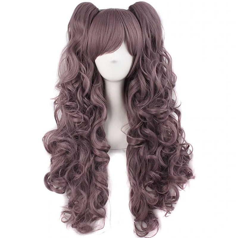 HAIRJOY Synthetic Hair Wavy Pink Ponytail Wig for Jean Cosplay Game Princess Anime Wigs with Hair Pigtails Bangs Halloween Wig