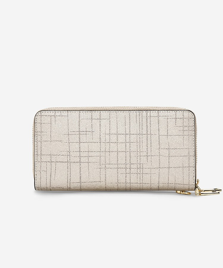 FOXER Split Leather Lady's Wallet Bifold Long Clutch Bag with Wristlet Fashion Card Holder Coin Purse Cellphone Money Bag