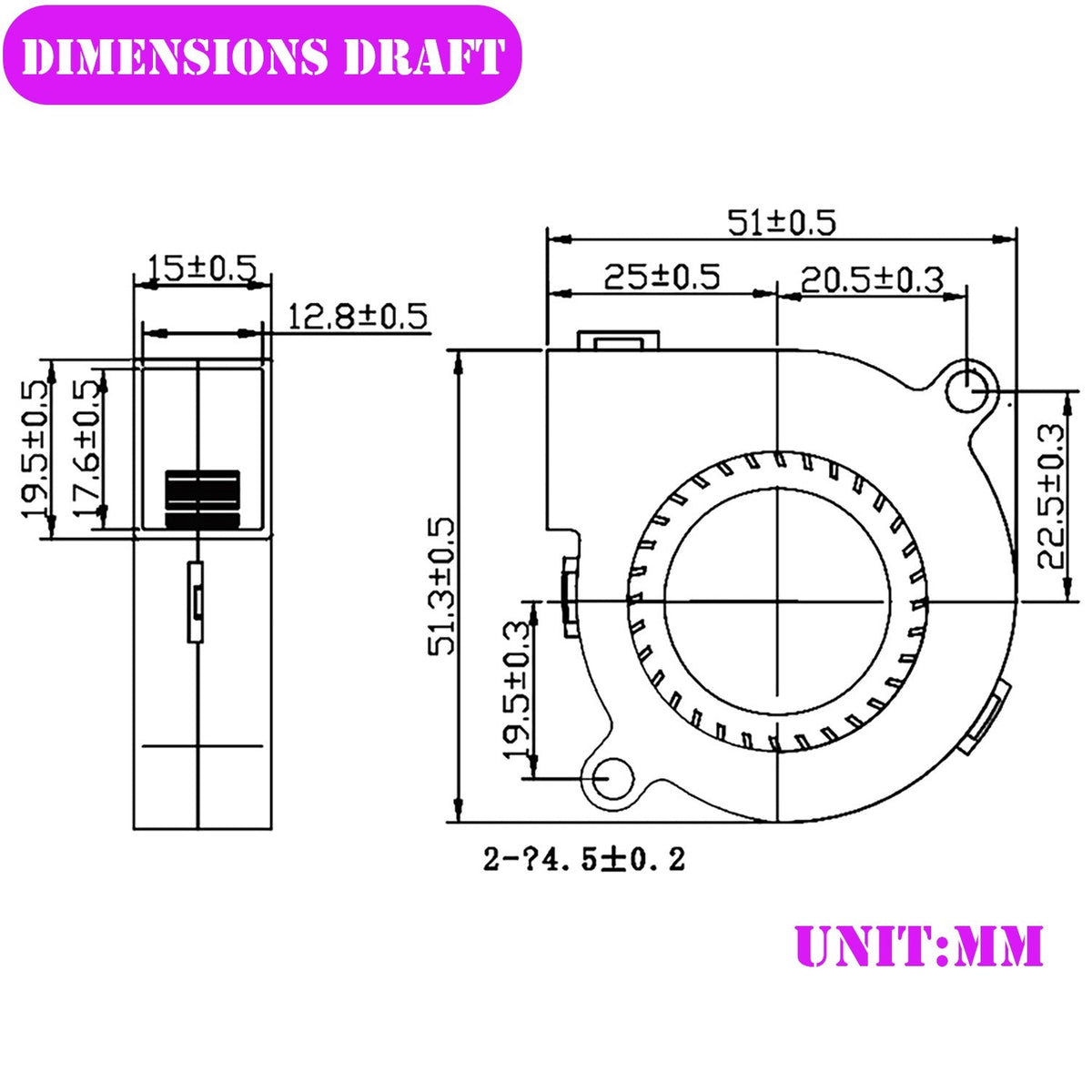 5015 50mm DC 24V 12V 5V 2Pin Dual Ball/Sleeve Bearing Brushless Cooling Turbine Blower Fan 50mm x 15mm Blower Cooler Fan