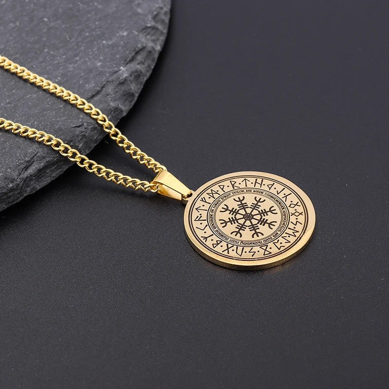 Rune Compass Necklace for Men Vintage High Quality Pendant Amulet Party Jewelry Gift