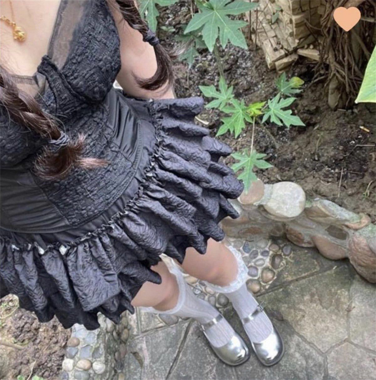 Kawaii Ball Gown Short Skirt Pleated Ruffles Layered High Waist Solid Mini Cake Skirts Lolita Girl Sweet Cute Elastic Waist Y2K