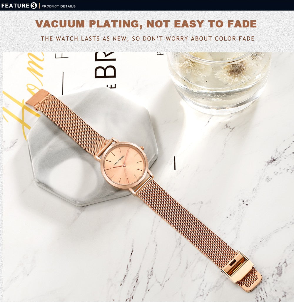 HANNAH MARTIN Brand Quality Stainless Steel Japan Quartz Movement Waterproof Women 36mm Full Rose Gold Ladies Dropshipping Watch