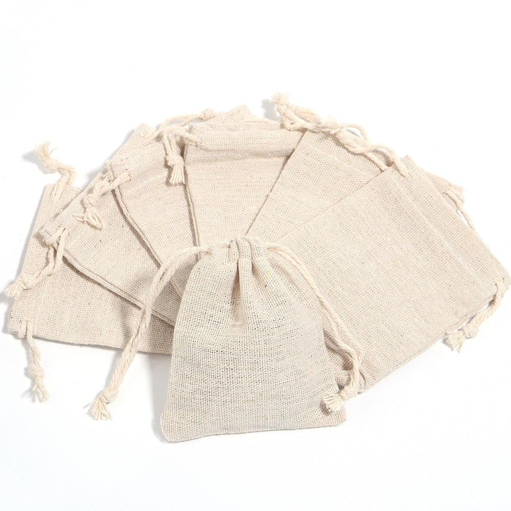 5-10Pcs/Lot Natural Linen Burlap Bags Jute Gift Bag Drawstring Gift Bags Ornament Pouch Cosmetic Washing Storage Candy Party Bag