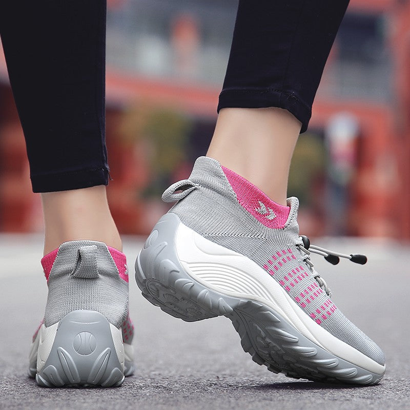 Oiaano Barefoot Womens Walking Shoes GreySock Casual Ladies Fashion Sneakers Comfort Slip On Air Cushion Platform Lightweight