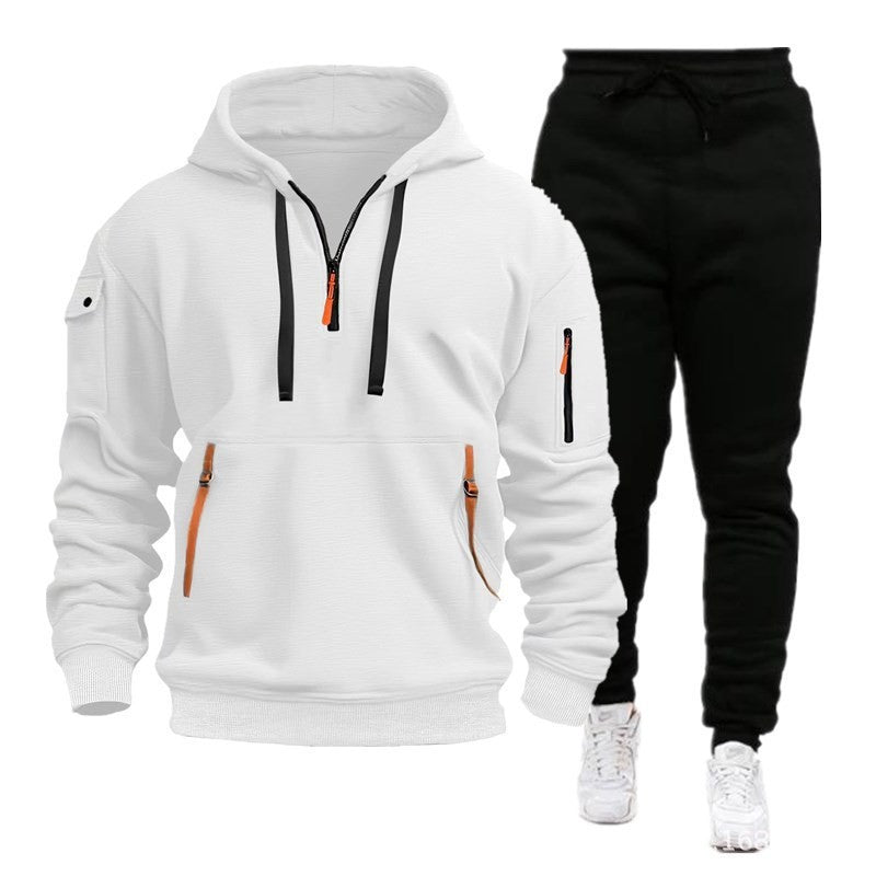 2025 Autumn and Winter Sports Sweater Set Men's Zipper Hoodie Set Sweater Pants Two-piece Set