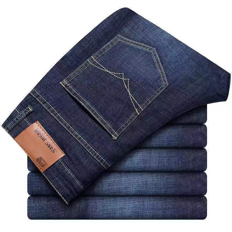 JEAN New Business Men's Jeans Casual Straight Stretch Fashion Classic Blue Black Work Denim Trousers Male Brand Clothing