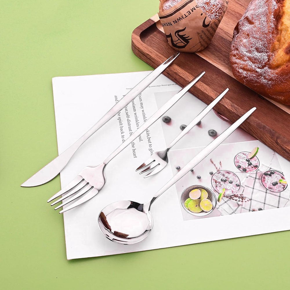 16Pcs Rainbow Dinnerware Stainless Steel Cutlery Set Knife Cake Fork Spoon Dinner Flatware Set Kitchen Silverware Tableware
