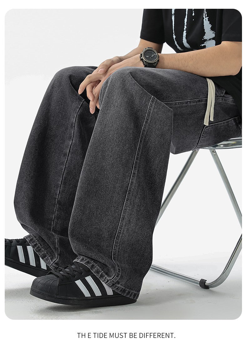 Men's Jeans American Loose Wide-leg Loose Straight Casual Trousers Street Hip-hop Baggy Jeans Black Grey Blue Streetwear Men