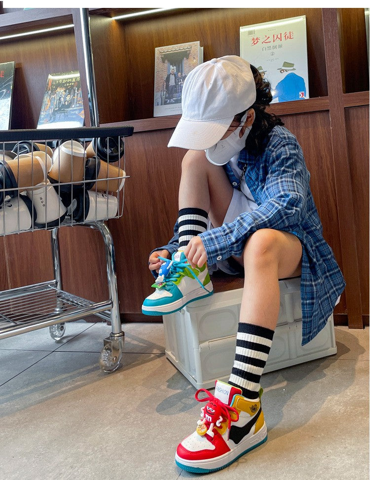 New Children Casual Shoes Four Seasons Kids Single Sneaker Mandarin Ducks Basketball Sports Shoes Boys Girls Sneaker Board Shoes