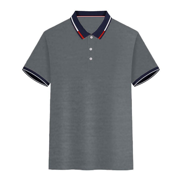 Men's new top Polo shirt T-shirt Summer men's short sleeve color lapel casual fashion white shirt T-shirt men's short sleeve