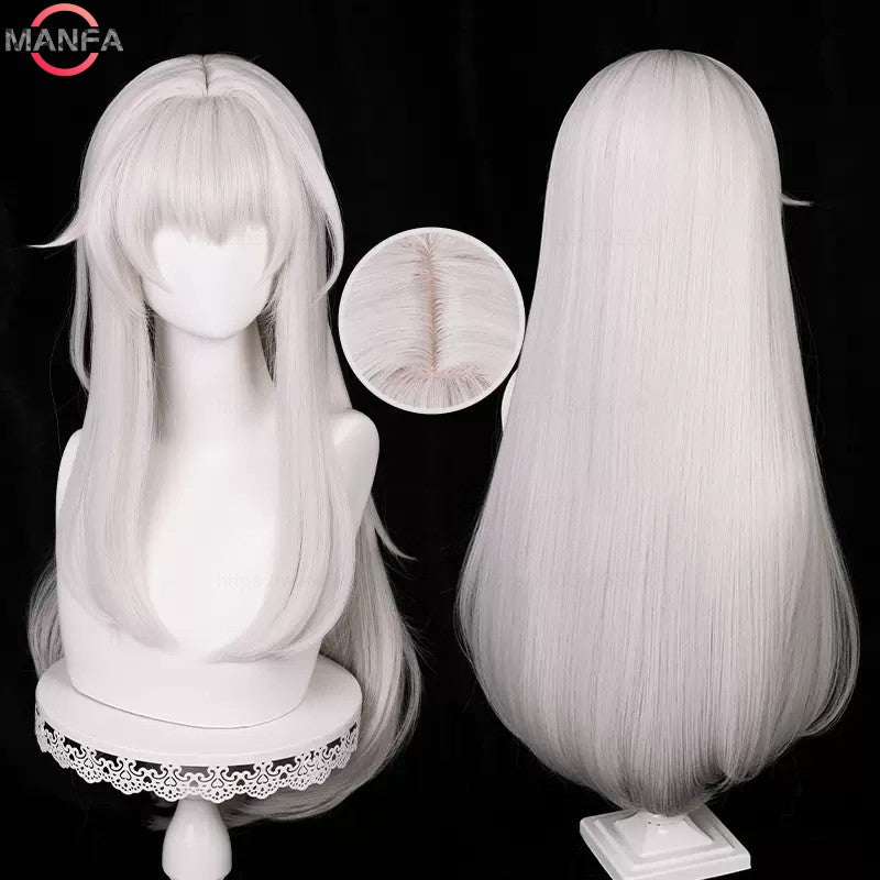 HSR Clara Cosplay Wig 75cm Long Straight Hair Silver Pink Wigs Heat Resistant Synthetic Wigs Halloween Party