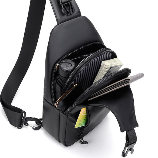 Multifunctional chest bag, men's cross bag with USB charging port and adjustable shoulder strap, suitable for daily commuting