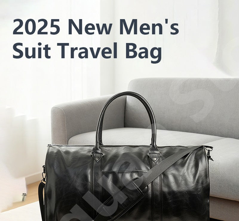 2025 New Men's Large Capacity Leather Waterproof Weekend Travel Business Convertible Suit Bag 2 in 1 Hand Carry-on Luggage Bag