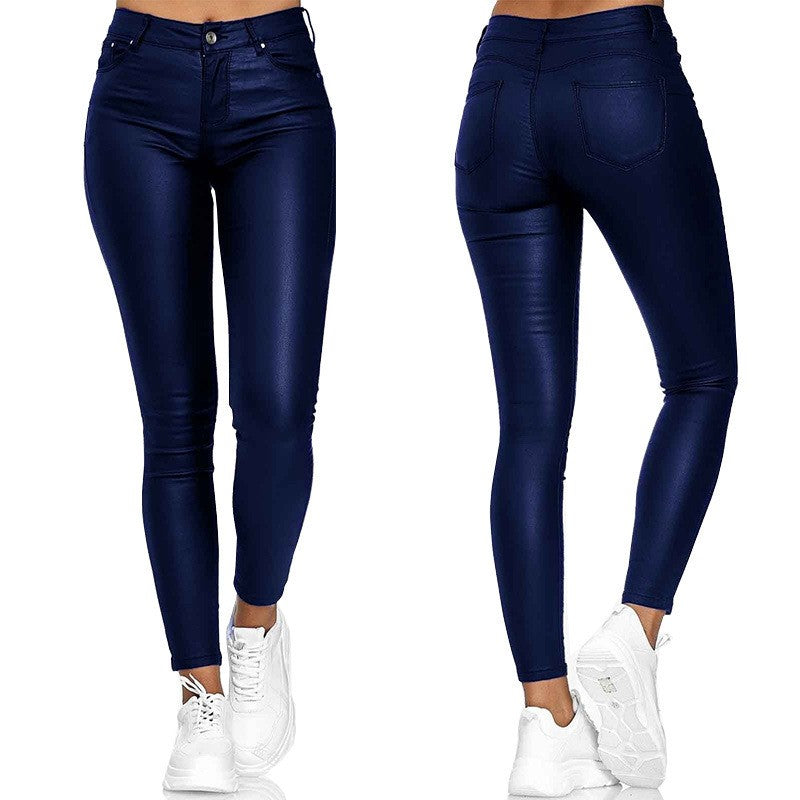 2025 Fashion Faux Leather Pants Women's Sexy Stretch Casual Leggings Solid Leather Bodycon Pencile Pants For Women Streetwear