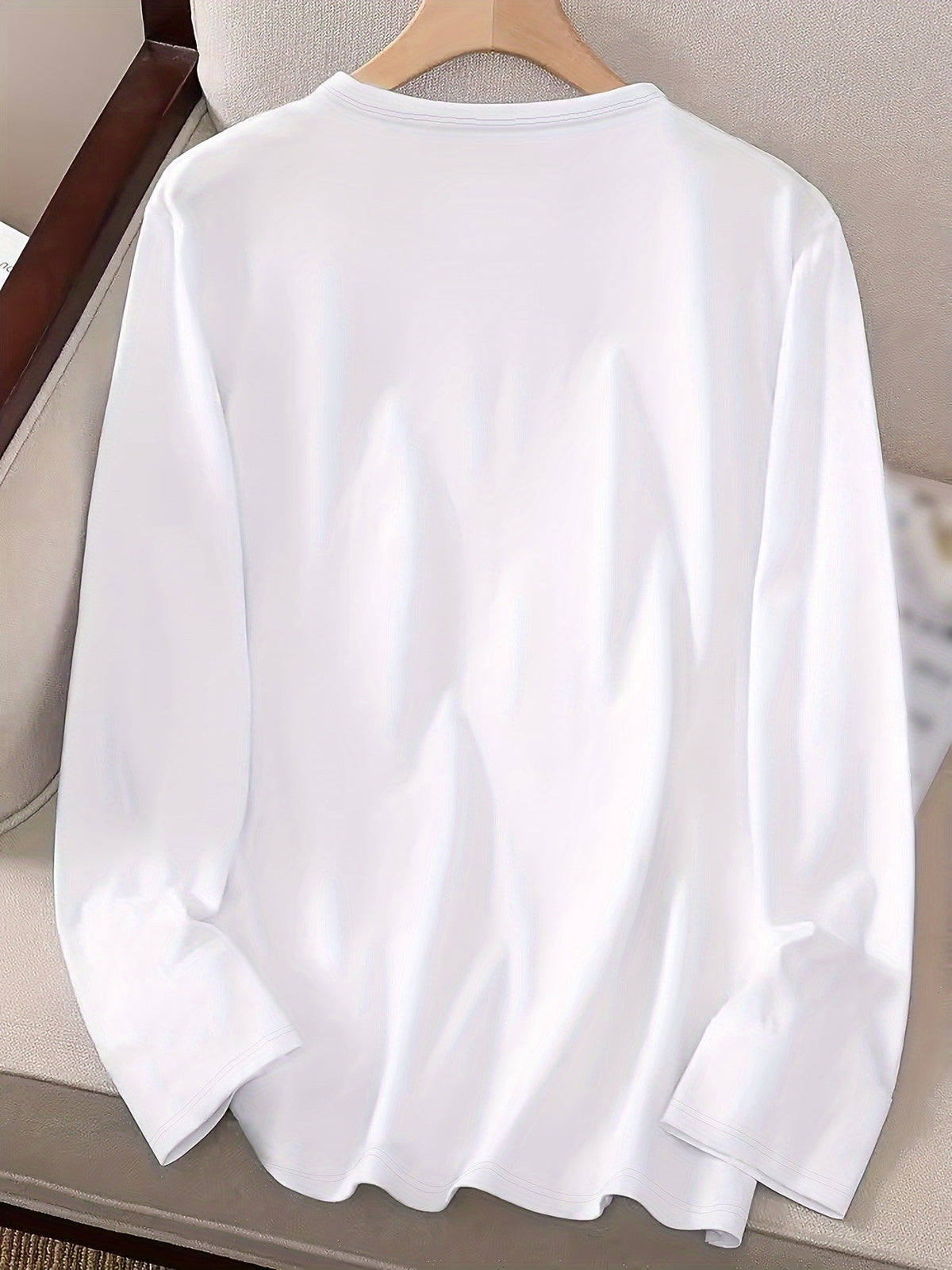 Women's autumn and winter 100% pure cotton fashionable casual Brooklyn New York printed loose round neck long sleeved T-shirt