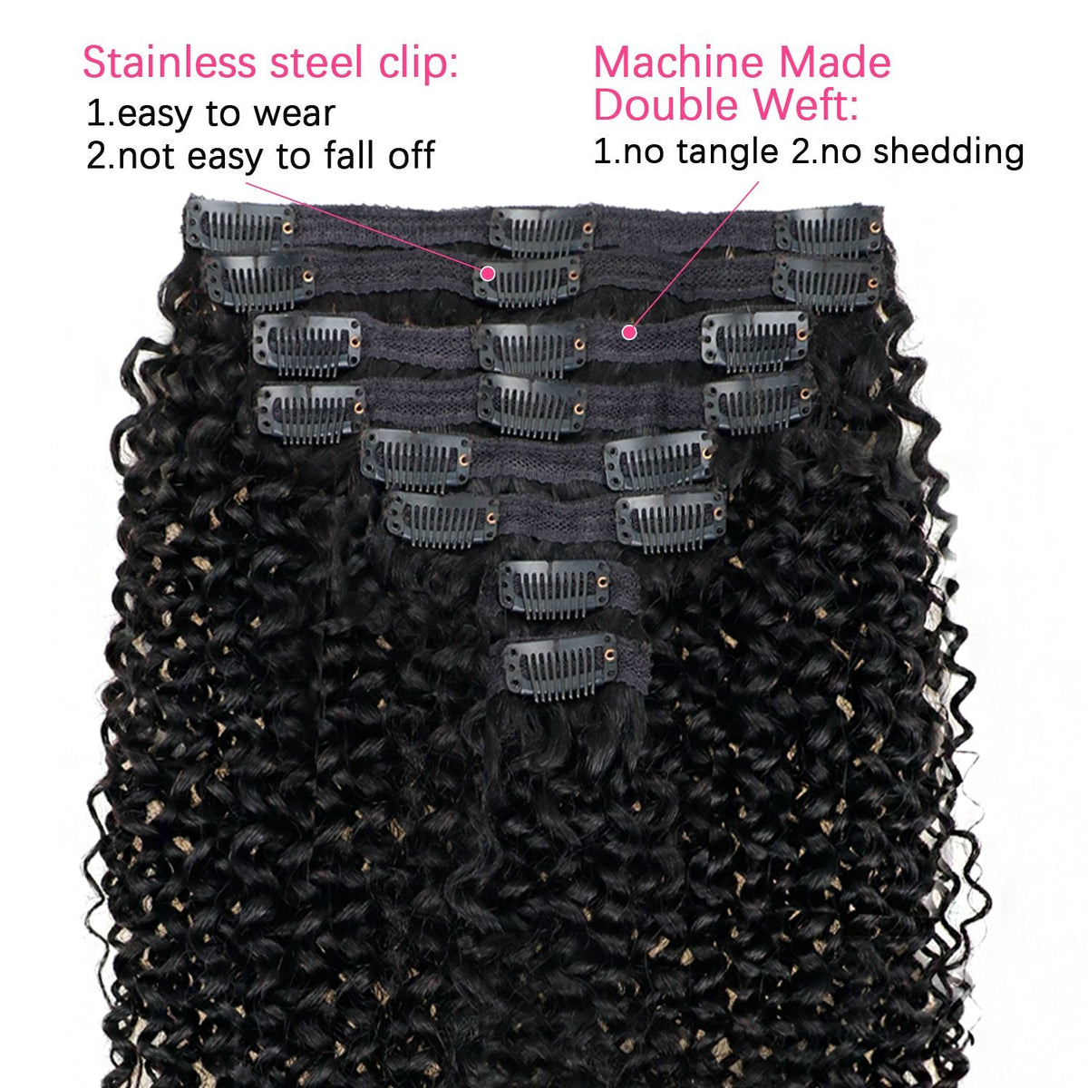 Water Wave Clip in Hair Extensions Real Human Hair Deep Curly Clip Ins for Women 8Pcs 120G Brazilian Remy Human Hair Extensions