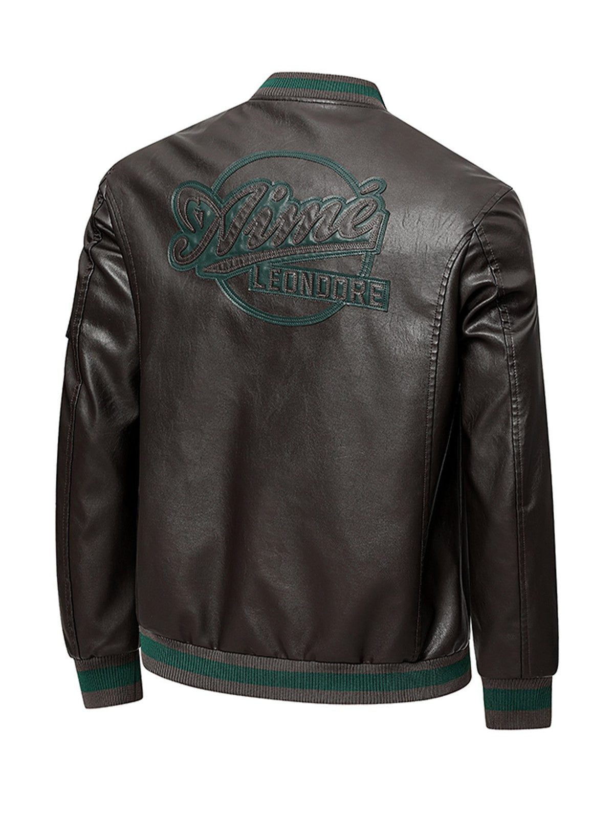 Men'S Baseball Jacket - Windproof Warm Coat with Zipper Closure, Brown & Green Accent Jacket, Non-Stretch Shell for Casual Outer