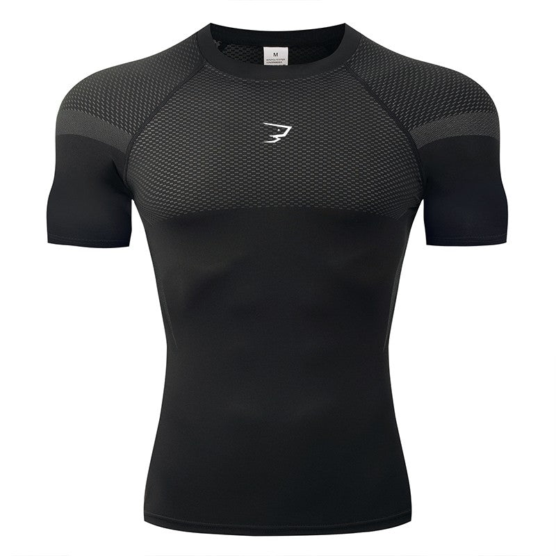 Men's Gym Compression Running Shirt Tight Short Sleeve Sports T-Shirt Fitness Training Workout Breathable Homme Athletic Shirt