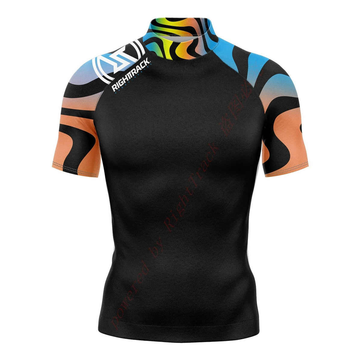 Hot Men's Short Sleeve Surfing Shirt Nautical Diary Lycra Rashguard RIGHTTRACK For Surf Sportswear Beach Swimwear UPF50+ Clothes