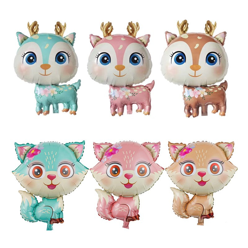 Cute Cartoon Animals Fox Deer Foil Balloons Forest Animals Theme Baby Shower Birthday Party Decoration Supplies