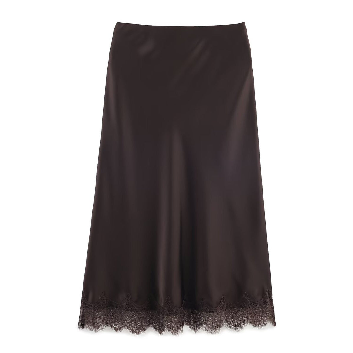 Sexy Satin Half-length Skirt for Women Autumn 2025 Fashionable Trendy Girl Long Skirt A- line Lace Embellished Commute Style