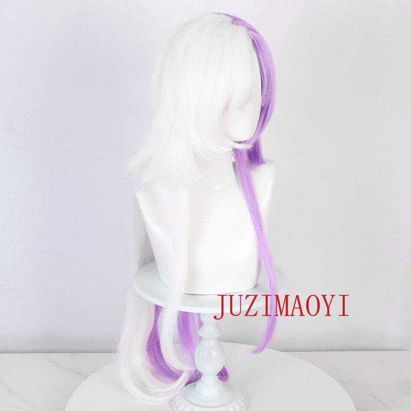Anime Bungou Stray Dogs Cosplay 100cm Long Sigma Cosplay Wig Purple White Sigma Wigs Heat Resistant Synthetic Hair + Wig Cap