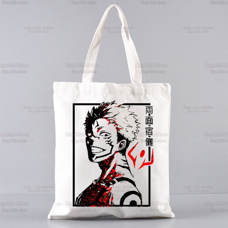 Jujutsu Kaisen Cartoon Shopping Bag Ryomen Sukuna Itadori Yuji Bolsas De Tela Shopper Okkotsu Yuta Gojo Satoru Shopping Jute Bag
